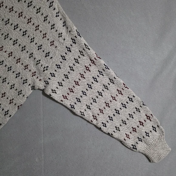 VTG NWT Fieldmaster 100% Cotton Geometric Fisherman Knit Sweater USA Size Large - Picture 10 of 11